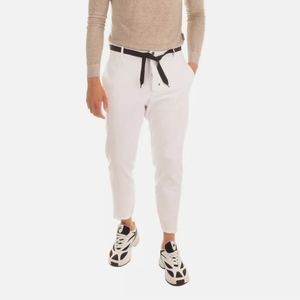 OUTFIT Denim Trousers 46 Tie Belt Frayed Cuffs Cropped Made in Italy Baggy Loose